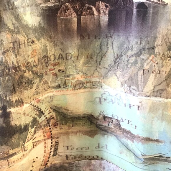 Impulse California Button-Down Shirt: Vintage World Map Print Blouse, Size XL - Picture 5 of 10